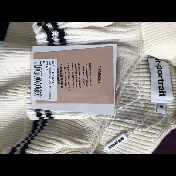 SOLD Self-portrait Ivory Striped Frill Knit Jumper - Picture 3 of 4